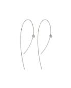 14k Diamond Small Wire Hooked Hoop Earrings