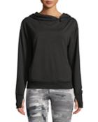 Brandy Asymmetric Zip Thumbhole-cuff Hoodie