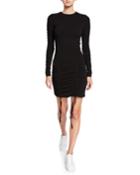 Ruched Long-sleeve Body-con Dress