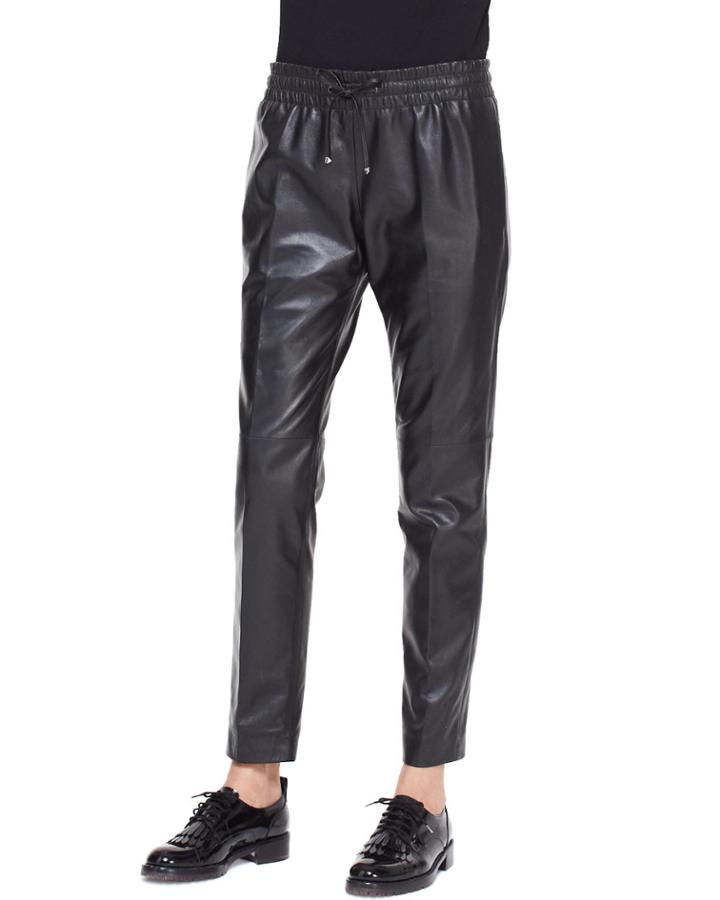 Leather Track Pants With Drawstring