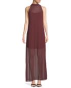 Clean Halter Sleeveless Dot-chiffon