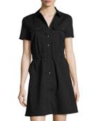 Marni Two-pocket Short-sleeve Shirtdress, Black