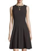 Zip-front Sleeveless Fit-&-flare Dress, Black