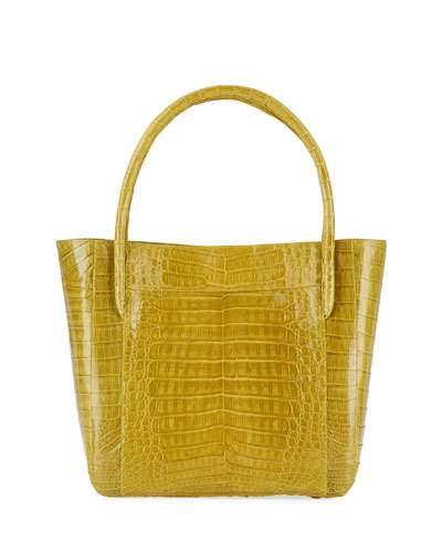 Crocodile Square Shopper Tote Bag, Green F6
