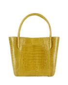 Crocodile Square Shopper Tote Bag, Green F6