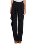 Wide-leg Georgette Tie-front Pants