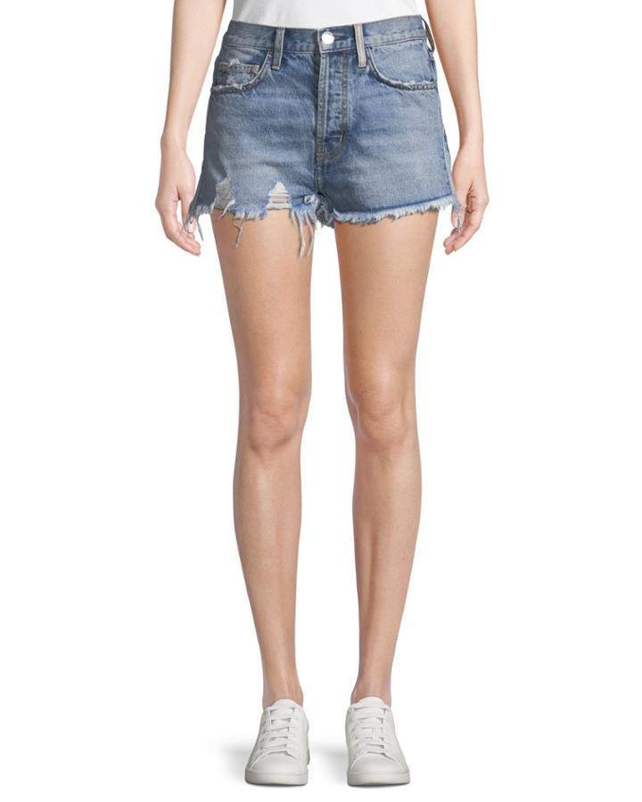 The Ultra High-waist Jean Shorts With Raw-edge Hem