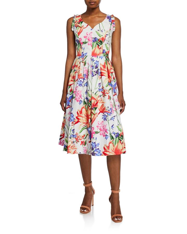 Floral Pleated Fit-&-flare