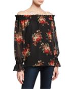 Floral Off-the-shoulder Ruffle Blouse