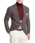 Men's Check Wool Three-button Sport Coat Jacket