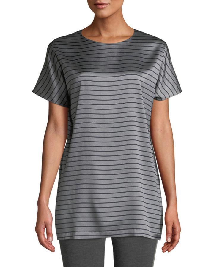 Striped Satin Loose-fit T-shirt