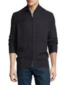 Wool-blend Cable-knit Zip-front Cardigan