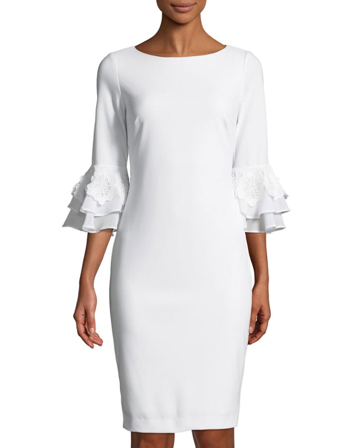 Bell-sleeve Floral-appliqu&eacute;
