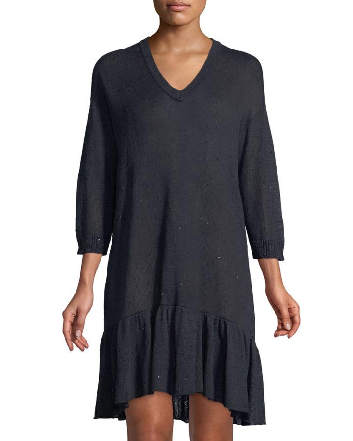 Sequin Silk Flounce
