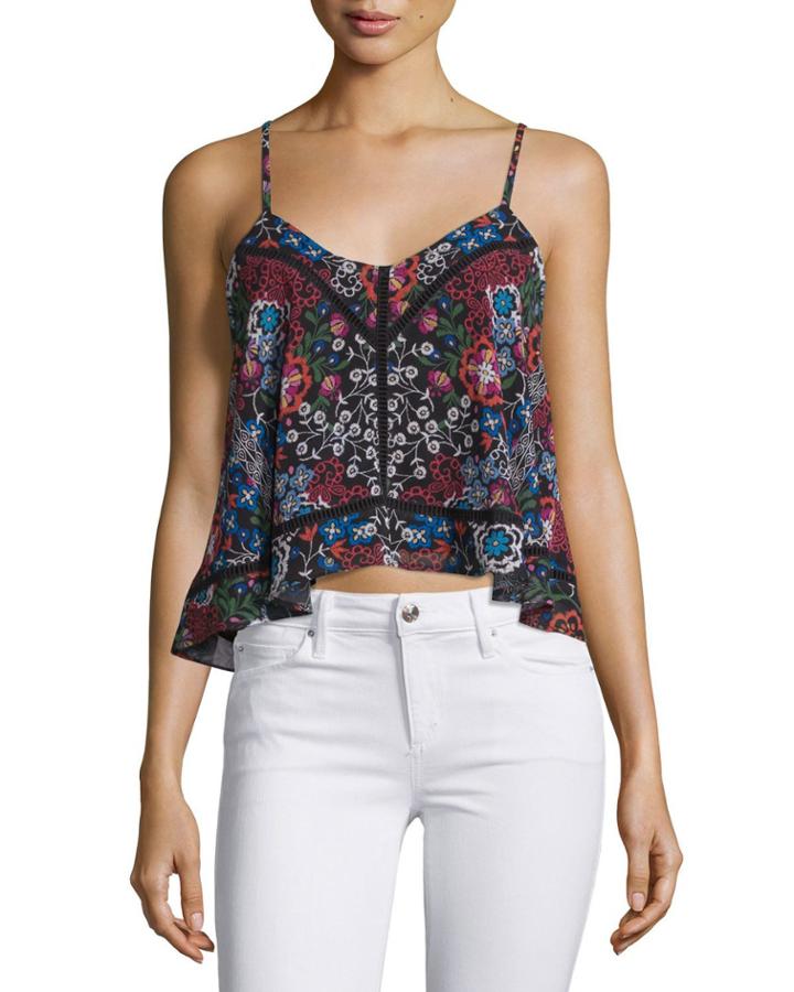 Floral-print V-neck Camisole, Border Floral