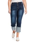 Wide-cuffed Straight-leg Jeans W/ Studded Sides,
