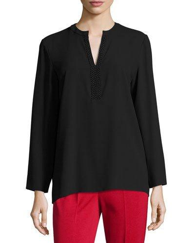 Embellished-trim Knit Top, Black