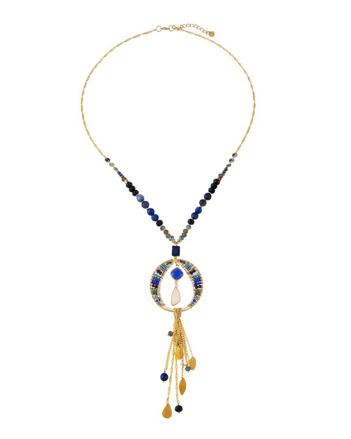 Crystal Tassel Dangle Necklace