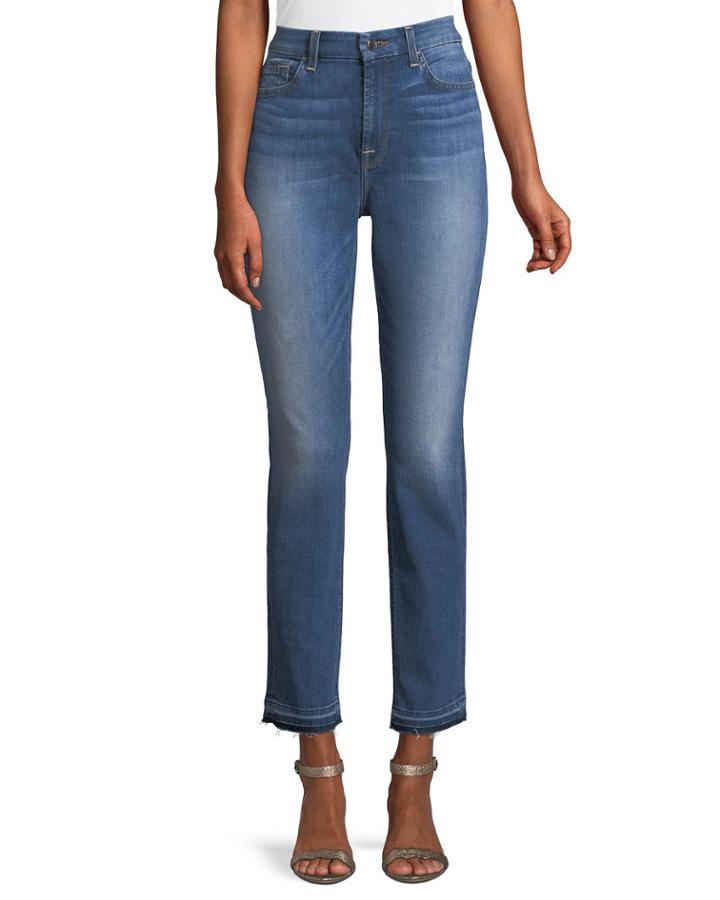 Skinny Ankle Jeans With Released Hem