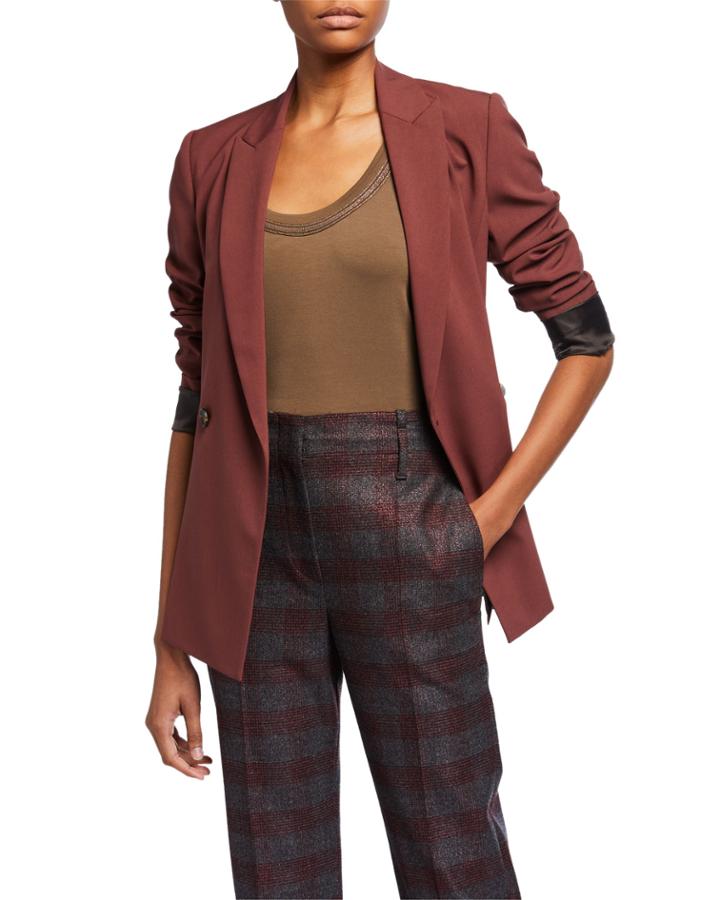 Peak Lapel Monili Pocket Wool-blend Blazer