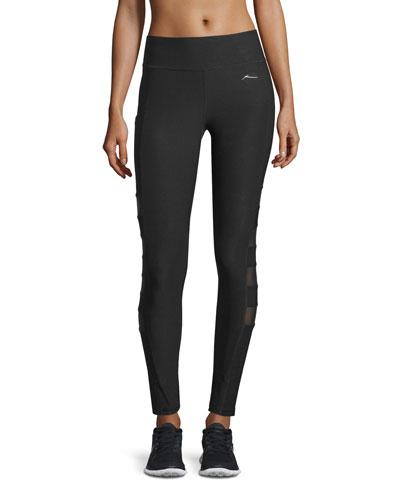 Mesh-panel Performance Leggings, Black