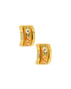 Estate Flower Enamel Earrings, Yellow/gold