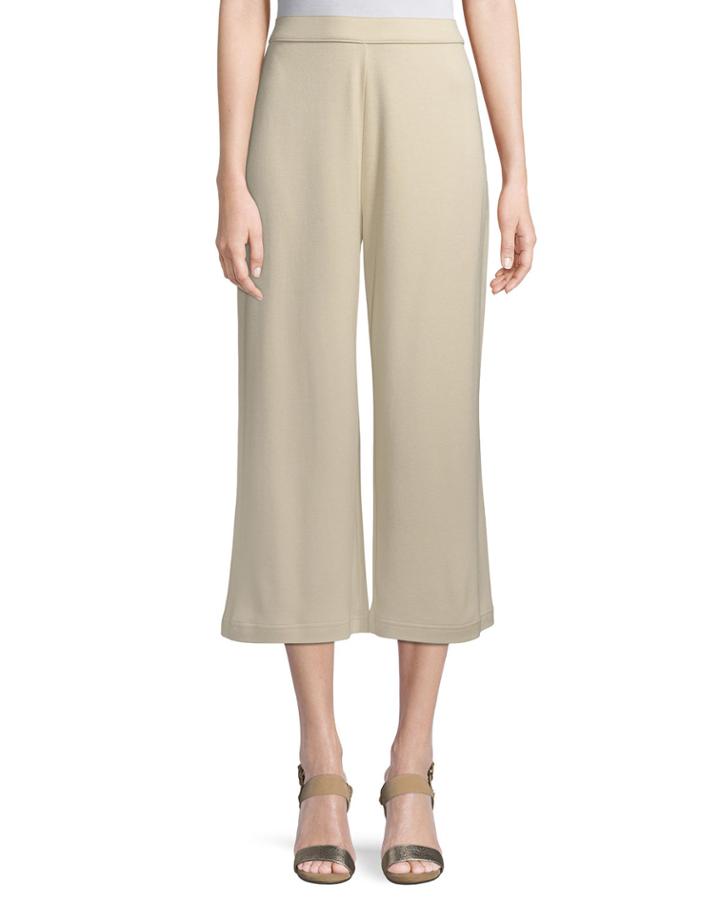 Cropped Cotton Interlock Wide-leg Pants