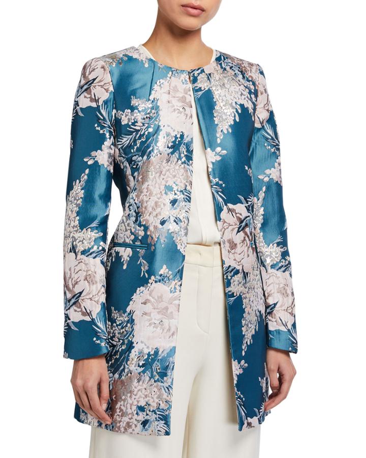 Floral Jacquard Metallic Topper