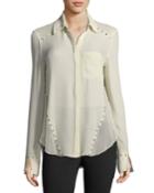 Rioting Star Button-front Silk Blouse With
