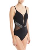 Hollywood Plunging One-piece Swimsuit With Inserts