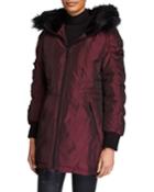 High-low Anorak Coat With Faux Fur