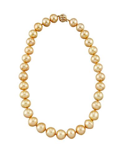 14k Graduated Golden Button South Sea Pearl Necklace