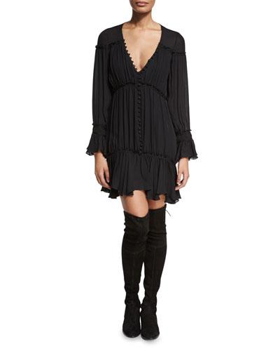 Ashburn Tiered Silk Peasant Dress