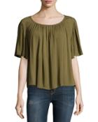 Lola Relaxed Flowy Blouse, Olive