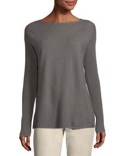 Ribbed Wool Sweater W/ Front
