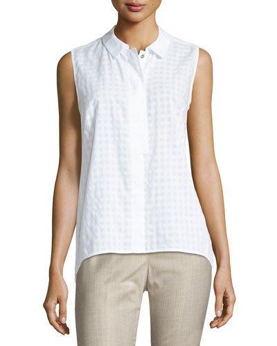 Daisy Sleeveless Poplin Blouse, White