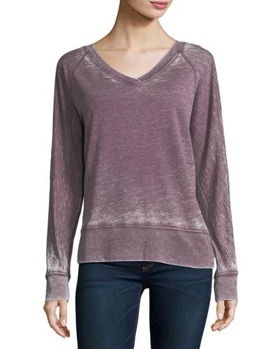 Distressed V-neck Top