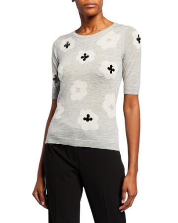 Cashmere Floral Beaded Top
