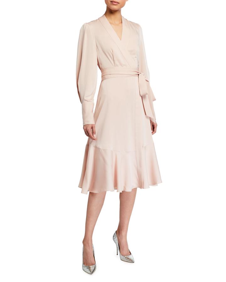 Satin Wrap Dress W/