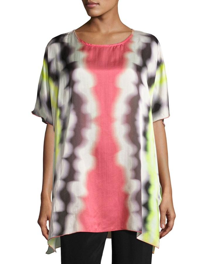Watercolor Waves Short-sleeve Caftan