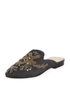Karl Embroidered Denim Flat