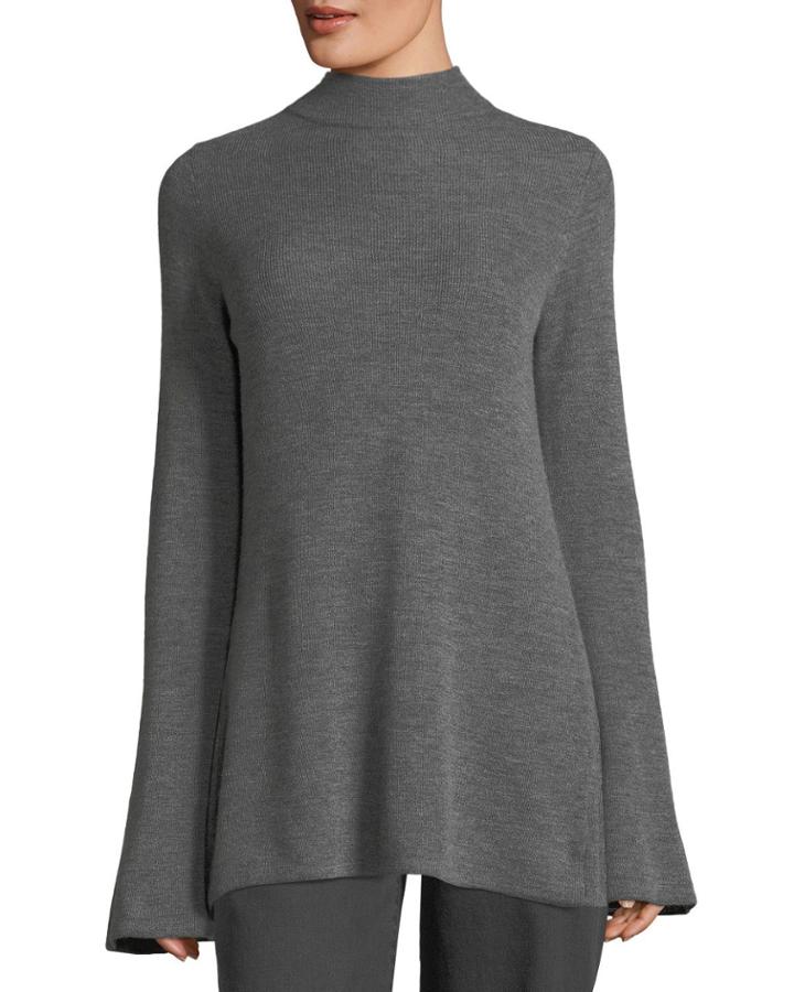 Bell-sleeve Open-back Merino Wool