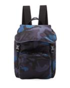 Camo-print Nylon Backpack Bag