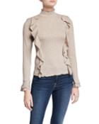 Long-sleeve Ruffled Turtleneck Top W/