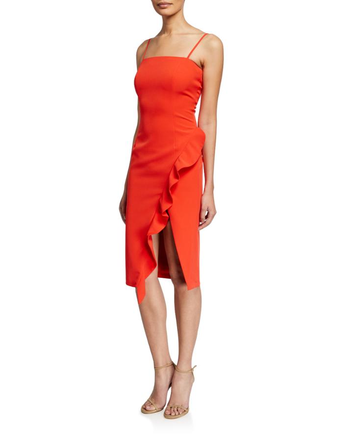 Carmelle Leg Slit Ruffle Dress