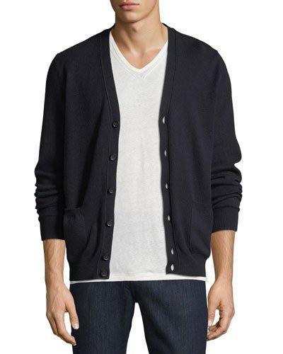Cashmere V-neck Cardigan, Navy