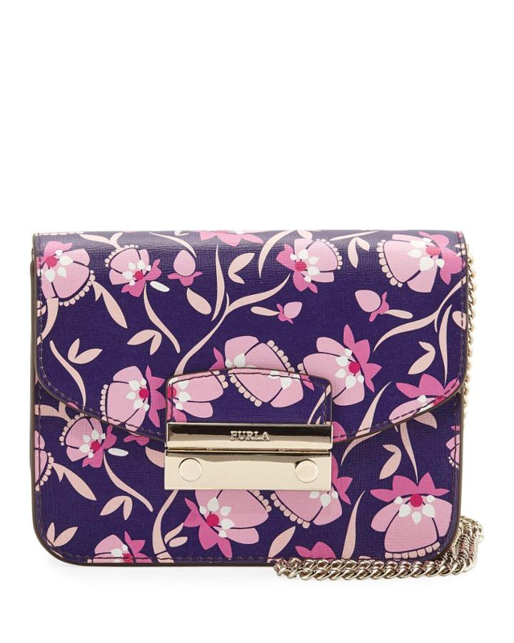 Julia Mini Floral-print Saffiano Leather Crossbody Bag