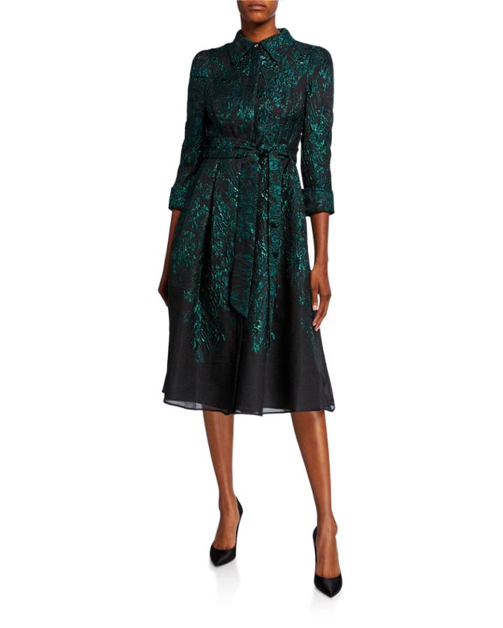 3/4-sleeve Burnout Jacquard