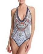 Crochet-trim One-piece Swimsuit,