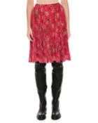 Floral Circle Pleated Skirt, Pink Pattern